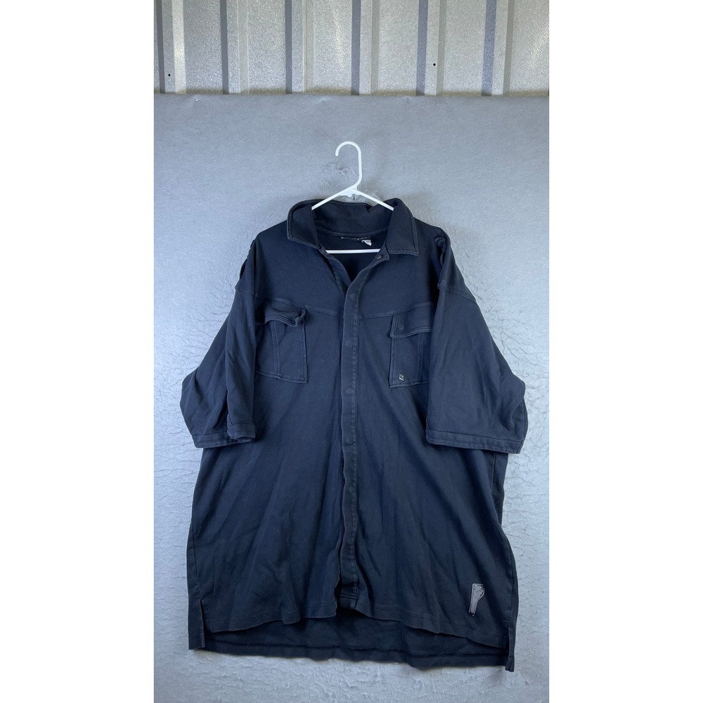 Rocawear Button Up Shirt Mens 4X Black Good Short Sleeve Cotton Heavy Knit